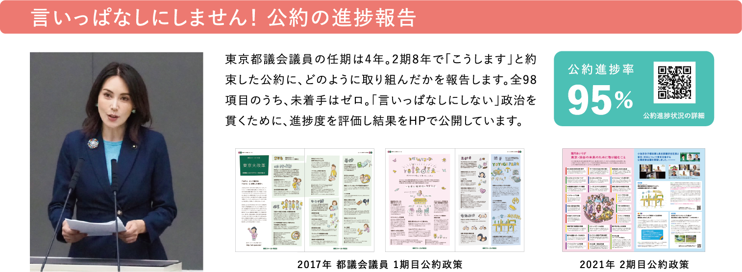 言いっぱなしにしません！ 公約の進捗報告